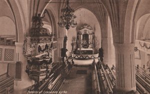 VINTAGE POSTCARD INTERIOR OF THE CHURCH AT LEKSANDS SWEDEN