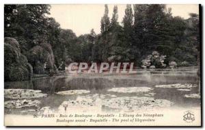 Paris Old Postcard Bois de Boulogne Bagatelle pond of water lilies