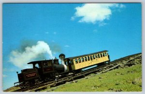 Cog Railway Engine & Car At Skyline, Mount Washington NH, Vintage Postcard