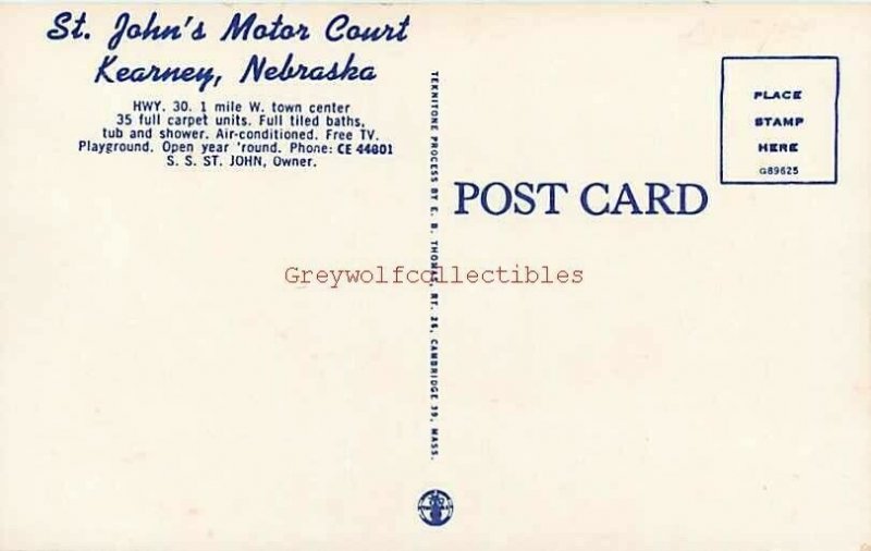 NE, Kearney, Nebraska, Saint John's Motor Court, HWAY 30, E.B. Thomas