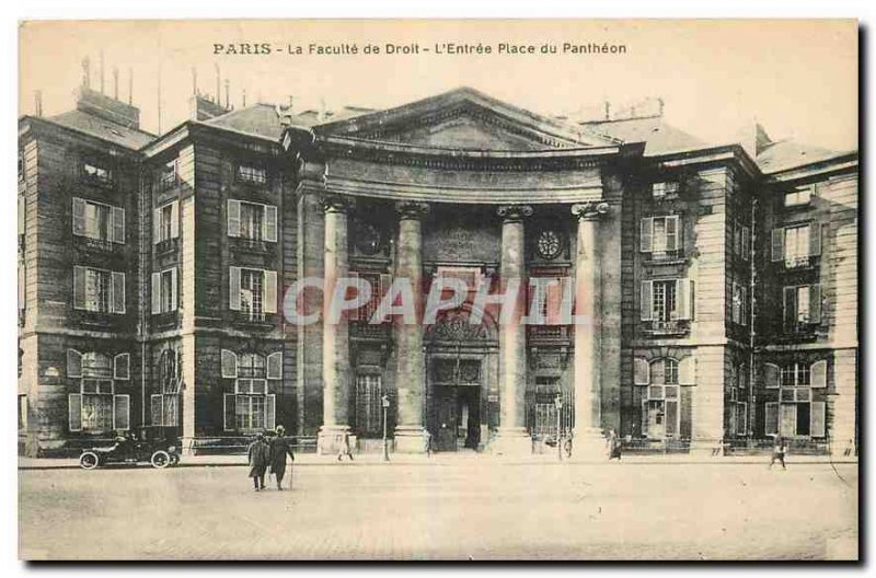 Old Postcard The Paris Faculty of Law of Entry Place du Pantheon