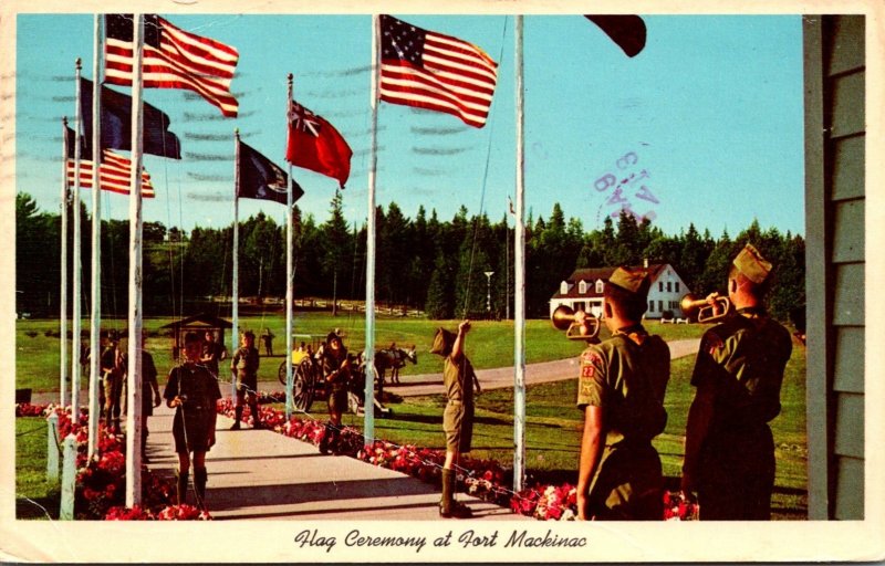 Michigan Mackinac Island Fort Mackinac Flag Ceremony 1980