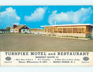 Unused Pre-1980 TURNPIKE RESTAURANT & MOTEL Maple Shade New Jersey NJ s6636@