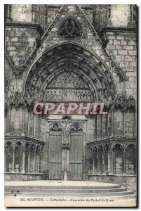 Old Postcard Bourges Cathedrale St Ursin Together Portal