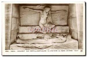 Old Postcard Paris Monument Aux Morts by Bartholome At Pere Lachaise Cemetery...
