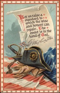 George Washington Patriotic Tuck #178 Hat & Sword   Embossed c1910 Postcard