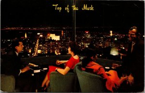 Vtg San Francisco CA Top of the Mark Cocktail Lounge 1950s Chrome Postcard