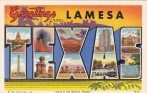 Texas Greetings From Lamesa Large Letter Linen Curteich