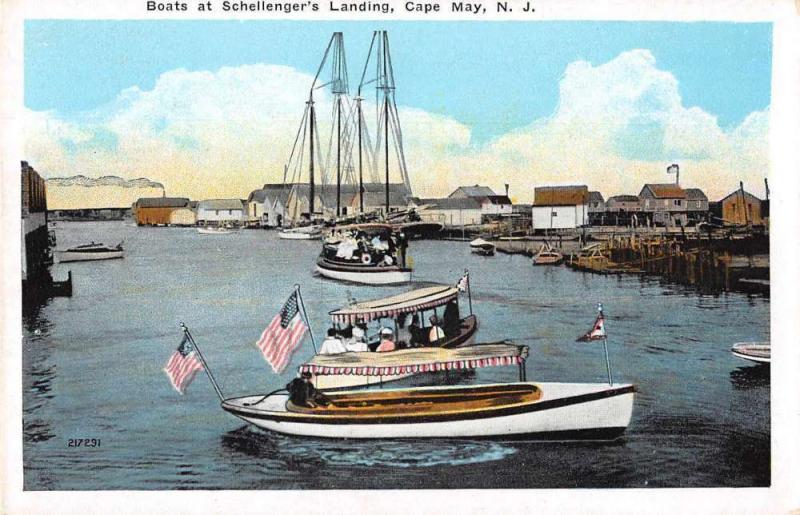 Cape May New Jersey Schellenger's Landing Boats in Harbor Postcard JA4741943