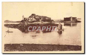 Old Postcard Carantec Finistere Ile Louet and the castle of the bull Maree Basse