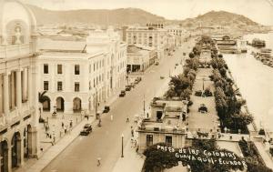 ECUADOR PASEO DE LAS COLONIAS GUAYAQUIL VINTAGE REAL PHOTO POSTCARD RPPC w/STAMP