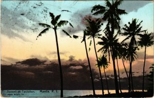 PC CPA PHILIPPINES, SUNSET AT TACIOBAN, MANILA, Vintage Postcard (b19046)