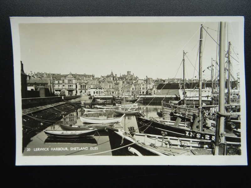 Scotland SHETLAND ISLES Lerwick Harbour & Fishing Fleet c1950s RP Postcard