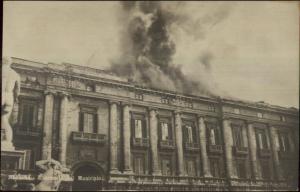 Messina Italy Burning Building Fire c1910 Real Photo Postcard