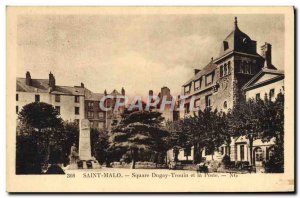 Old Postcard Saint Malo Duguay Trouin Square and Post Office