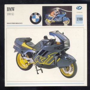 1988 BMW 1000 K1 HIGH PERFORMANCE RACING MOTORCYCLE ADVERTISING CARD
