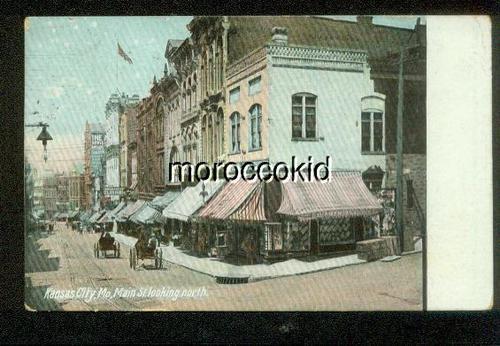 KANSAS CITY MO 1911 POSTCARD MAIN STREET TRUNK FACTORY CL...