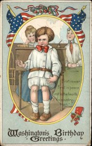 Washington's Birthday George Washington as Little Boy c1910 Postcard