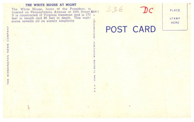 Washington DC  White House at Night