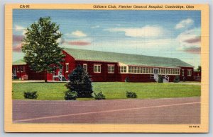 Cambridge Ohio~Officers' Club Fletcher General Hospital~Vintage Linen Postcard
