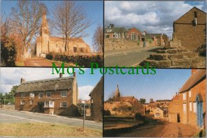 Northamptonshire Postcard - Brixworth Cross & Old School, High Street RR19856