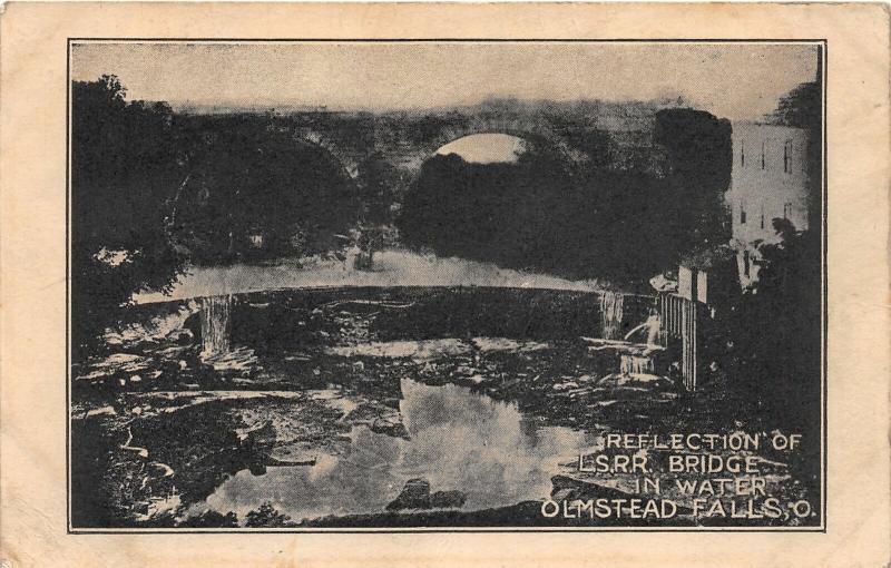 F63/ Olmsted Falls Ohio Postcard c1910 Reflection L.S. Railroad Bridge 8