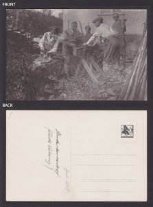 GERMANY 1929, RPPC postcard, People sawing wood