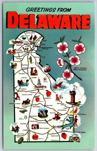 Delaware State Highway Map~Brandywine~Elsmere~Frankford~Laurel~1950s Postcard