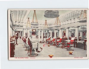 Postcard Barber Shop, The Blackstone, Chicago, Illinois