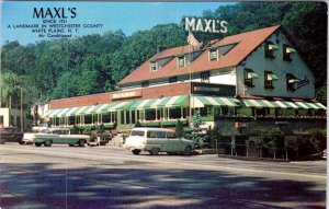 White Plains, NY New York MAXL'S RESTAURANT  Roadside 50's Cars  Chrome Postcard