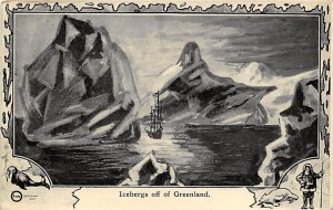 Icebergs off of Greenland Exploration 1910 