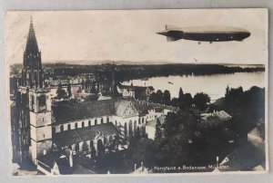 Germany Airship Zeppelin POSTCARD Flight Over Konstanz real photo RPPC