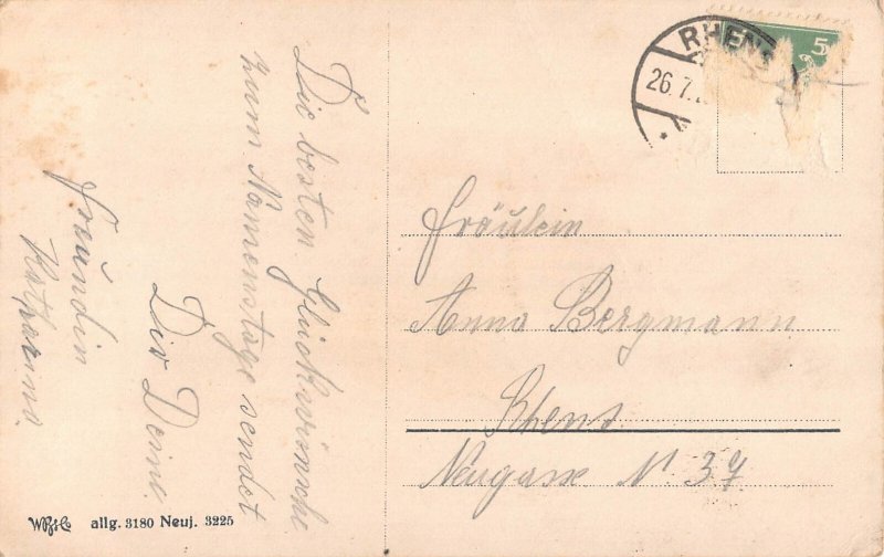 B047 Central Power Propaganda Name Day Boy Flags Roses Letter postcard