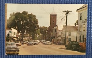 Vintage c1950's Street Scene Shopping Center Norway Oxford County Maine Postcard