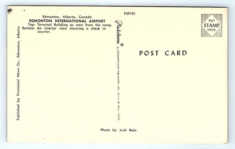 EDMONTON, Alberta Canada ~ INTERNATIONAL AIRPORT SCENES  c1950s Postcard