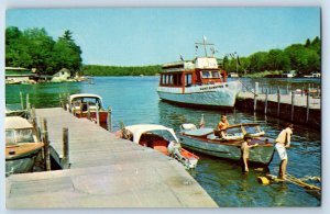 c1960 Sunapee Harbor New Hampshire NH Postcard The M. V. Mt. Sunapee II Docked