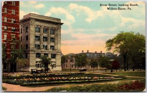 Wilkes-Barre PA-Pennsylvania, River Street Looking South Town 1912 Old Postcard