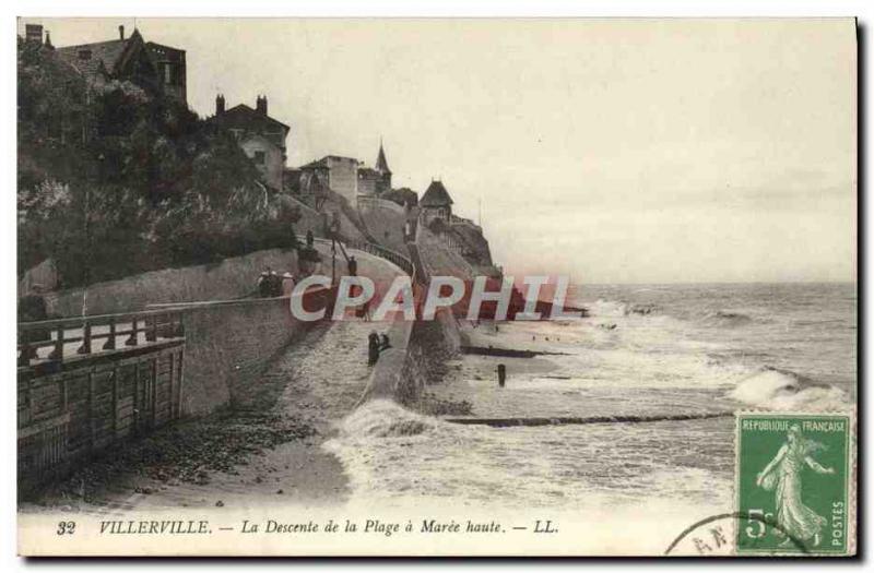 Postcard Old Villerville La Descente de la Plage Maree Haute