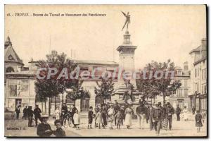 Postcard Old Troyes Labor Exchange and Monument Benefactors