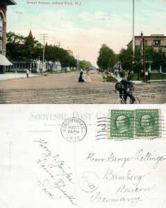 ASBURY PARK N.J. GRAND AVENUE 1910 ANTIQUE POSTCARD