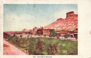 c1910 Birds Eye Aerial View Town Signs Street Green River Wyoming WY P559 