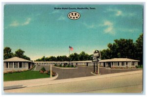 c1950's Drake Hotel Courts Roadside Nashville Tennessee TN Vintage Postcard