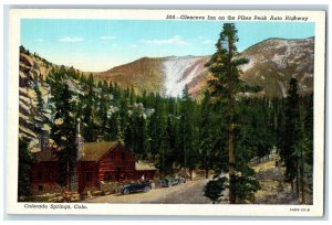 Colorado Springs Colorado CO Postcard Glencove Inn Pikes Peak Auto Highway c1940