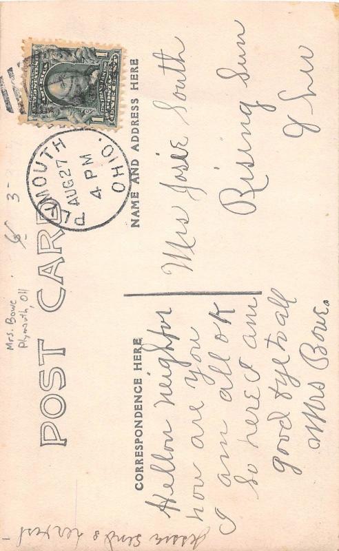 E32/ Plymouth Ohio Real Photo RPPC Postcard c1910 Old Lady Mrs. Bowe