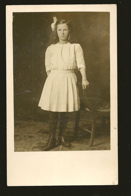 Vernon Photo Co Vernon BC Young Lady Posing Black & White Real Photo Postcard