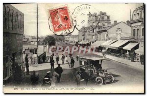 Old Postcard Deauville Train Station Square overlooking Deauville Automobile ...