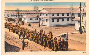 Lined up in front of Barracks World War II, WW II Military Unused 