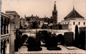 Spain Sevilla Vista Desde la Terraza del Palacio Arabe Vintage RPPC C047