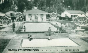 Ocala Florida FL Motor Court Swimming Pool Vintage 1950s Clothing Postcard