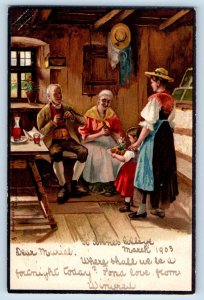 England Postcard Old Couple Mother and Kid Girl 1903 Tuck Art Series